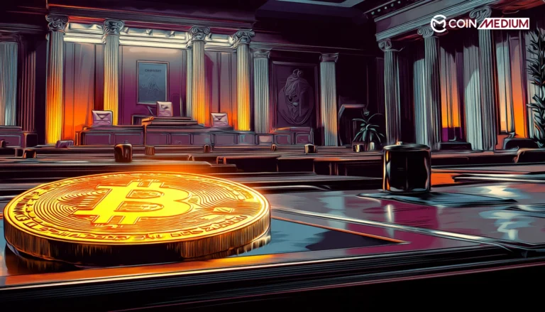 Bitcoin coin in legislative chamber setting