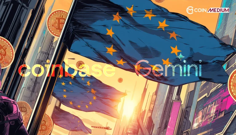 Flags with crypto logos and companies