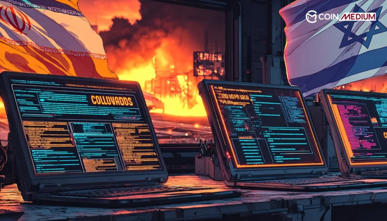 Monitors displaying cyberattack information.