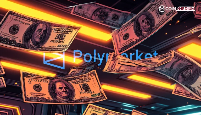 Floating money with Polymarket logo
