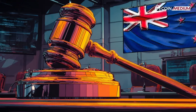 Gavel with New Zealand flag backdrop