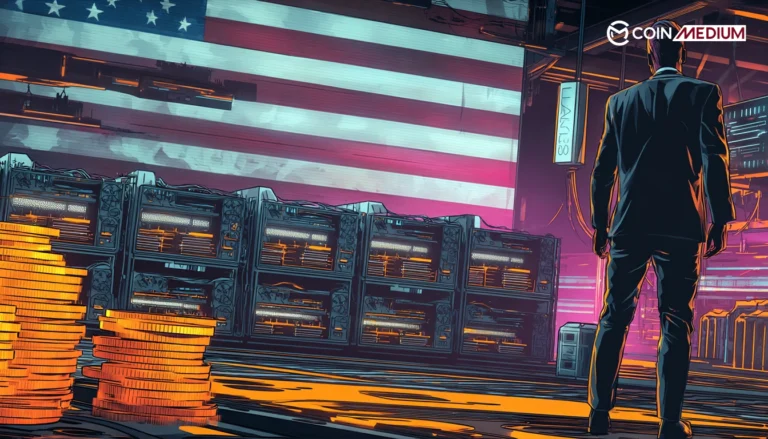 Man observing Bitcoin mining operation