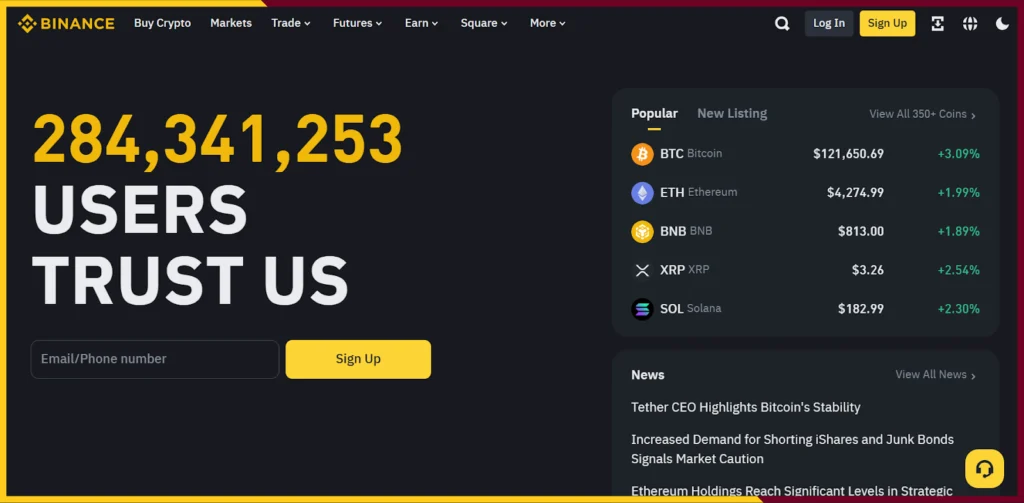 First visit the official website of Binance and head over to sign up.