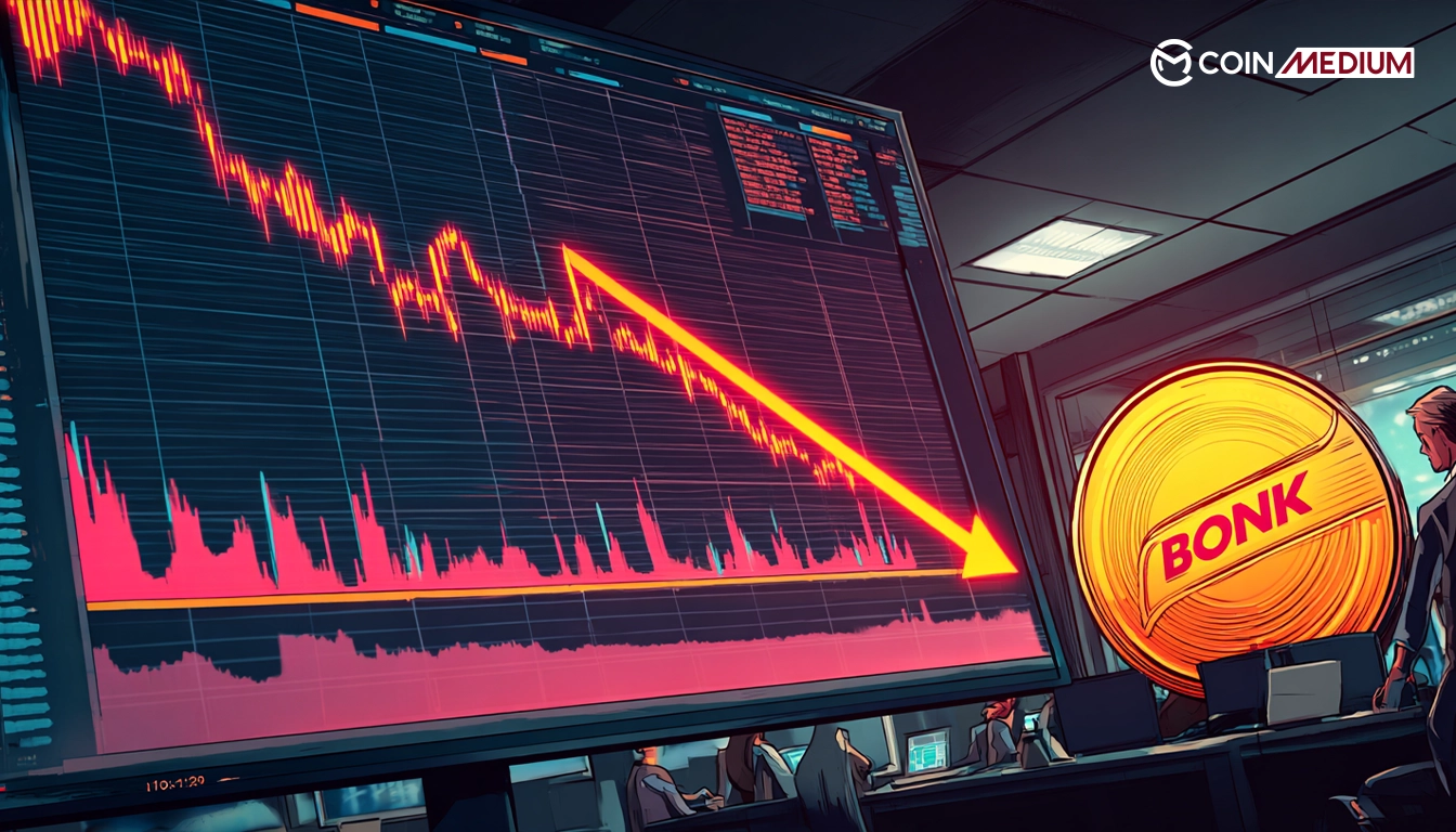 Stock market decline with BONK logo.