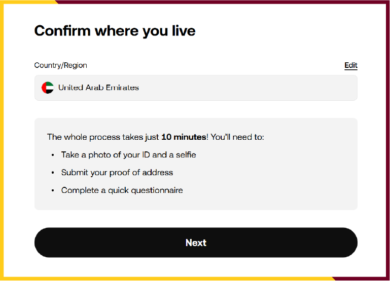 to verify your OKX account select the region where you live