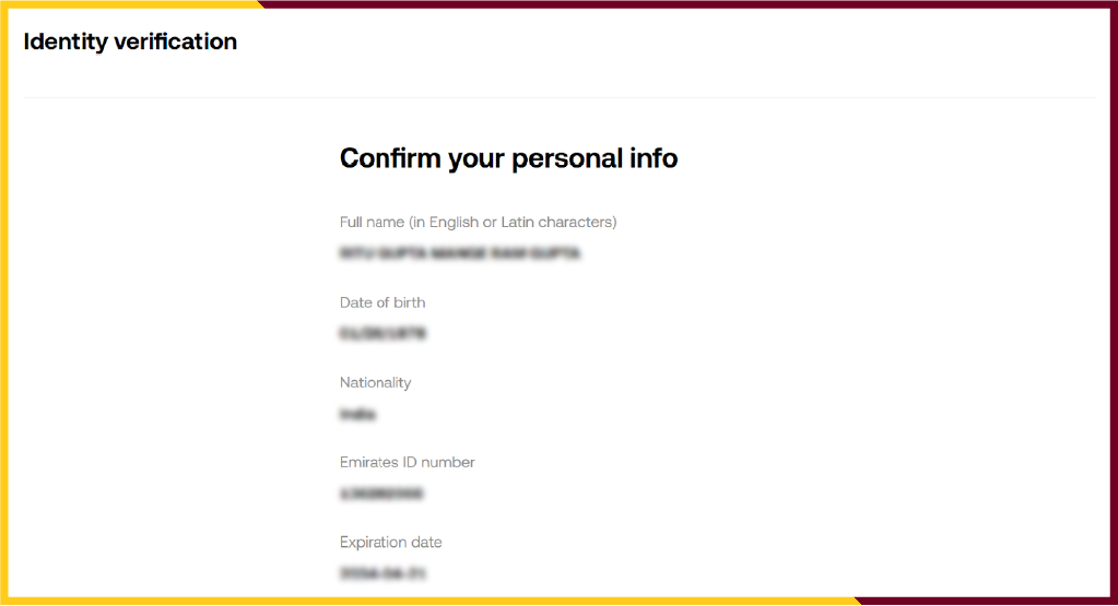 confirm all your info to complete KYC