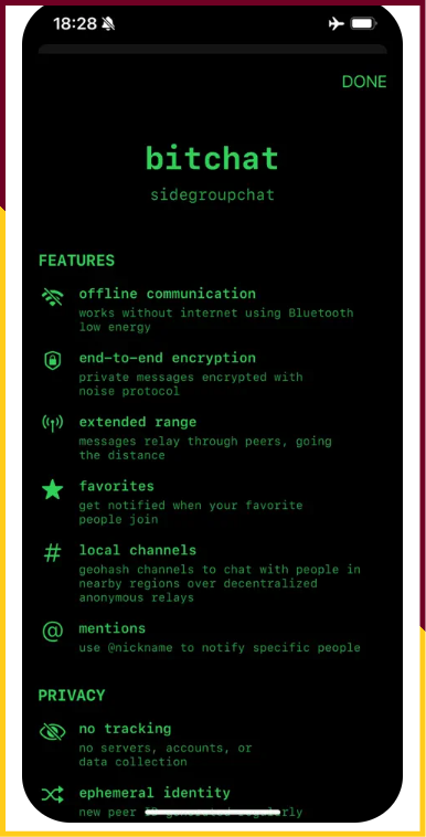 BitChat automatically detects other users nearby and lists them in your contacts.
