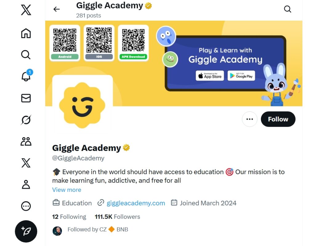 Giggle Academy X account
