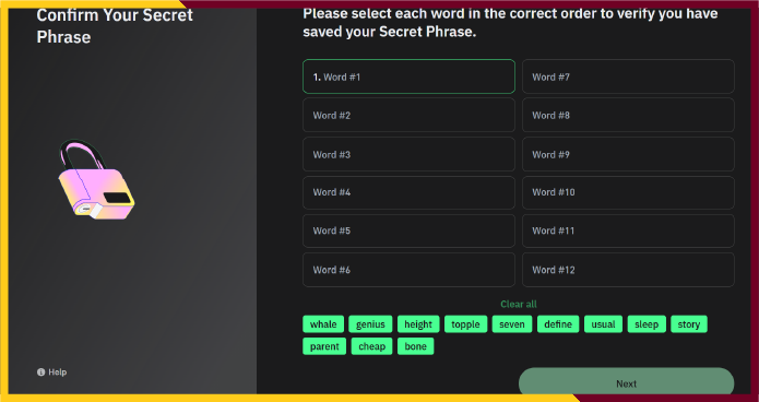 confirm your seed phrase