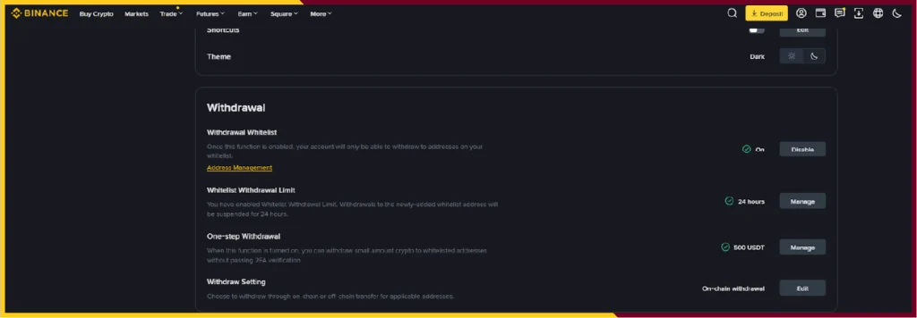 Binance Withdrawal Address Whitelist