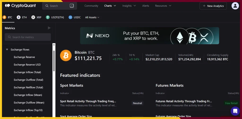 CryptoQuant for On-Chain Metrics