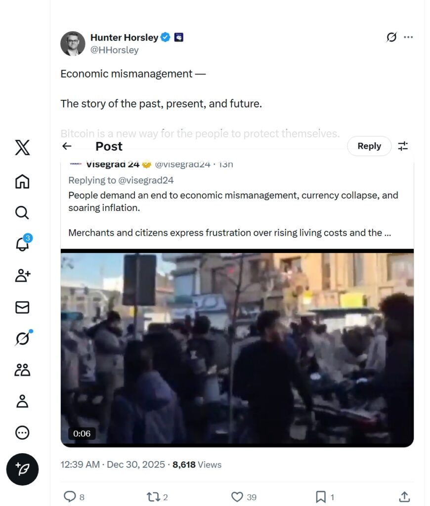 Bitcoin Is A Lifeline Amid Iranian Protests: Bitwise Chief