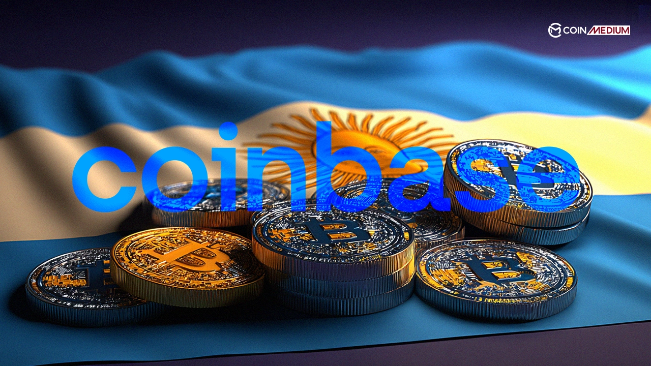 Coinbase logo with Bitcoin and flag