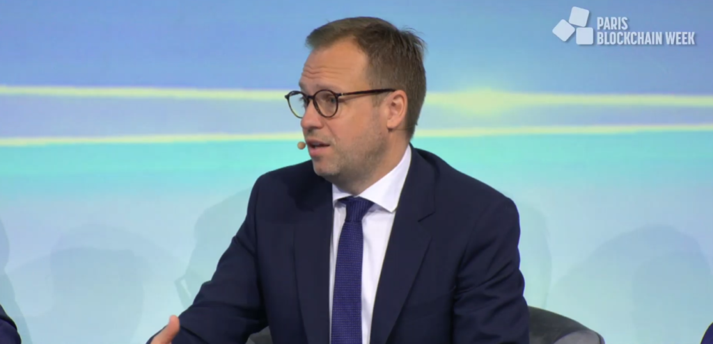 crypto kidnapping: Jean-Didier Berger, minister delegate to the Minister of the Interior in France, speaking at Paris Blockchain Week in 2026.